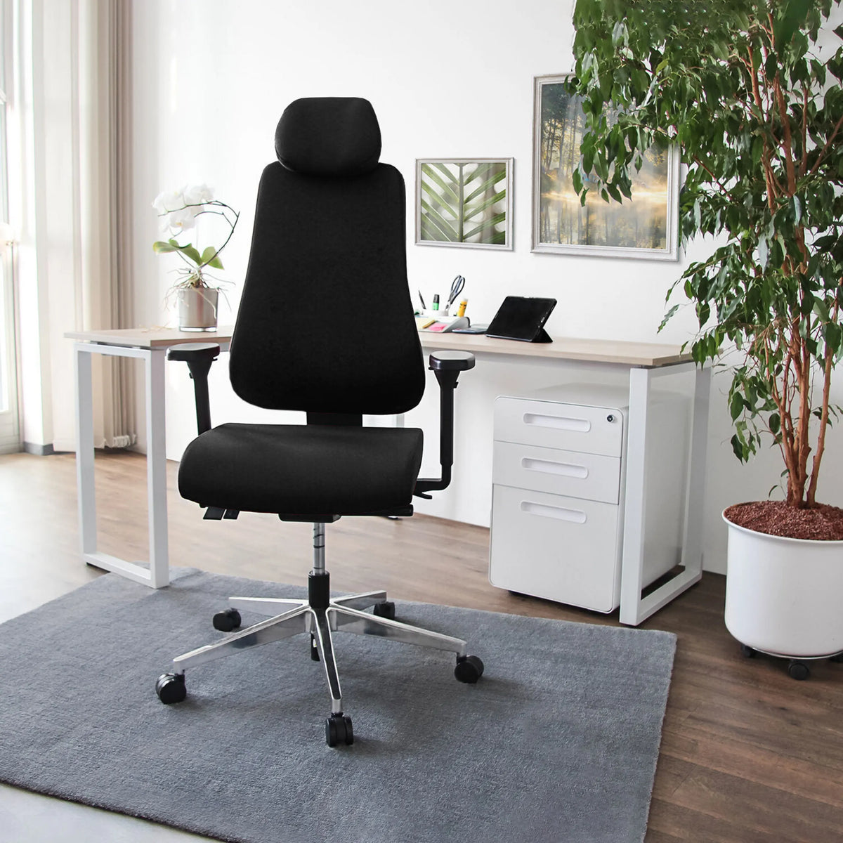 Siège de bureau de qualité professionnelle PRO-TEC 400 noir avec appuie-tête et accoudoirs réglables de hjh OFFICE