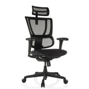 Siège de direction de luxe ERGOHUMAN SLIM ECO F GEN2 avec revêtement en maille noire, appui-tête et accoudoirs de hjh OFFICE