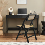 Chaise pliante TUDELA BAMBOO en noir avec assise et dossier en cannage viennois marron de hjh LIVING