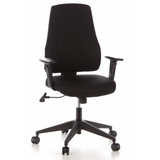 Siège de bureau de qualité professionnelle PRO-TEC 100 noir avec accoudoirs et base à cinq roulettes de hjh OFFICE – vue à 360° (vue de face 20°)