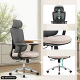 Siège de bureau de qualité professionnelle Ergomy Pro en gris foncé et beige avec options de réglage de hjh OFFICE (image générée par IA)