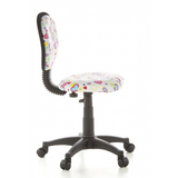 Chaise pivotante pour des enfants KIDDY TOP avec motif coloré de cœurs et de fleurs et base à cinq roulettes de hjh OFFICE – vue à 360° (vue de profil 80°)