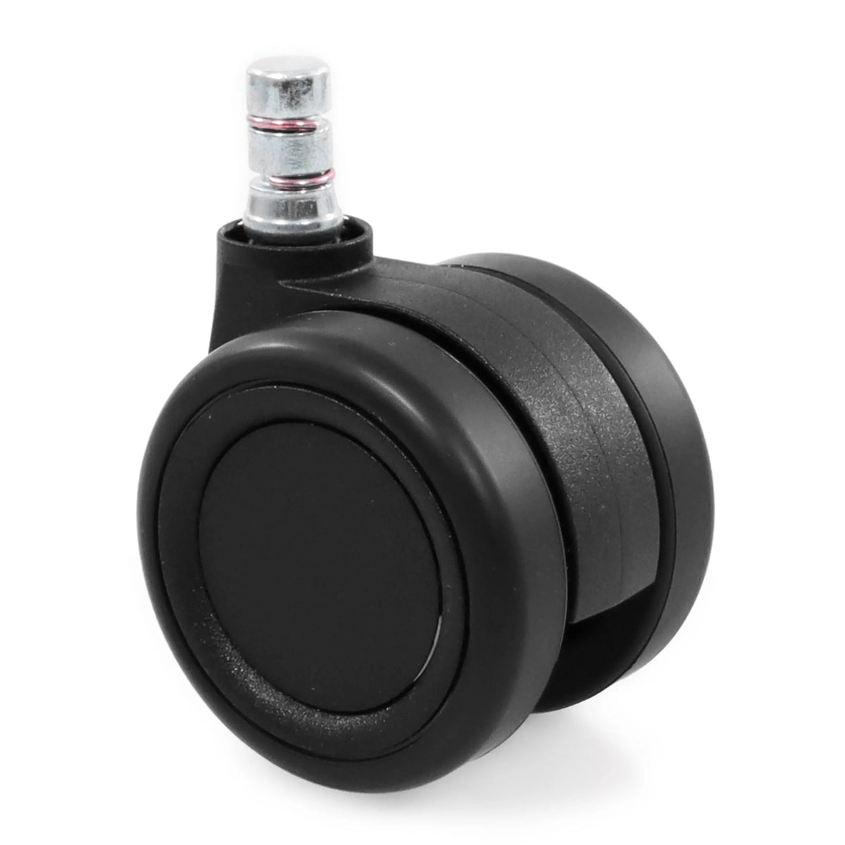 Roulettes 5x ROLO COLOR 60 11mm/60mm noires pour sols durs avec goupille de fixation métallique de hjh OFFICE – vue à 360° (vue de trois quarts arrière 120°)