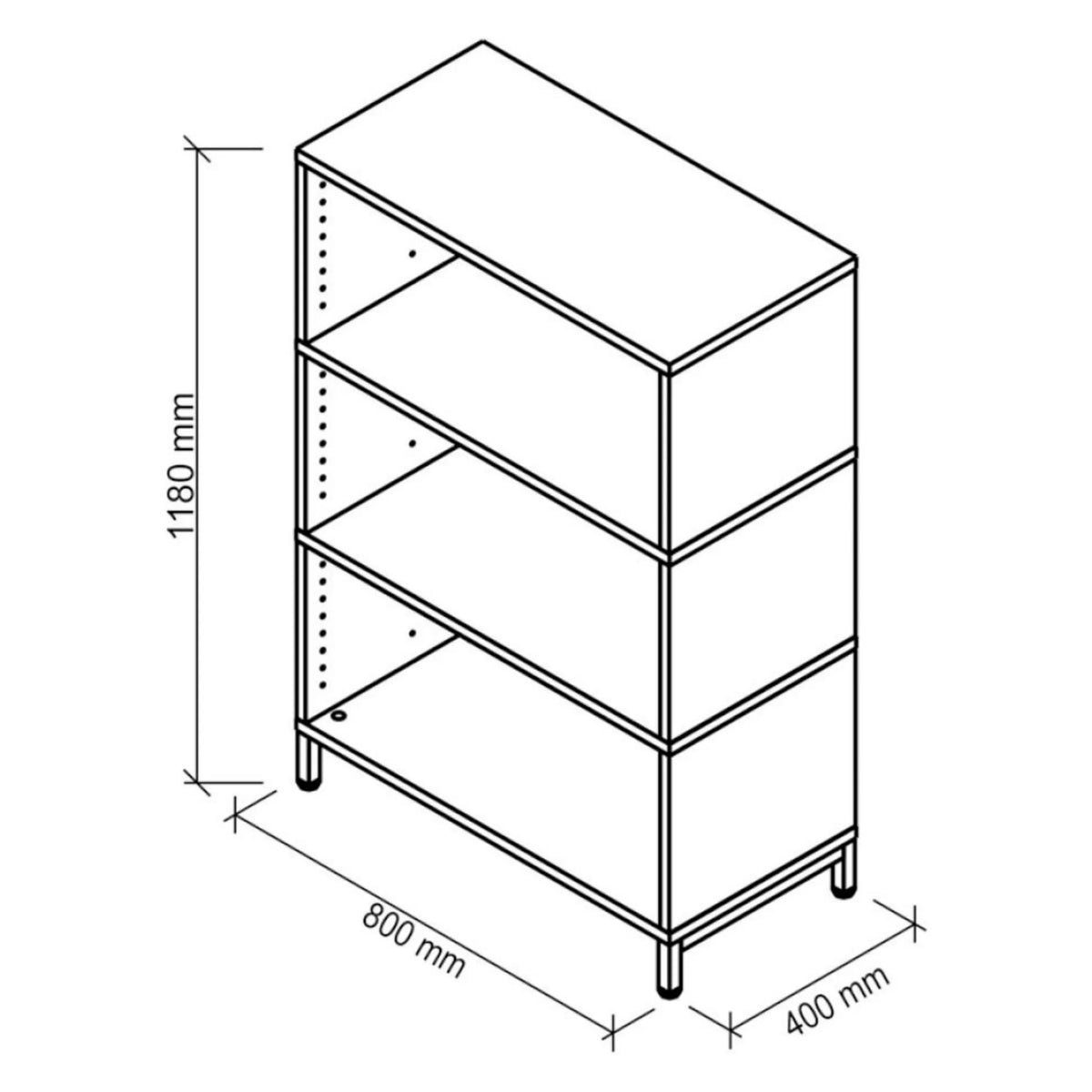 Dessin technique de l'étagère FlexWall 1180 x 800 mm de hjh OFFICE PRO