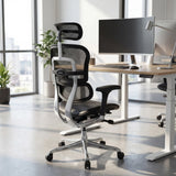 Siège de direction de luxe ERGOHUMAN GEN2 avec dossier en maille et revêtement en cuir noir de hjh OFFICE (image générée par IA)