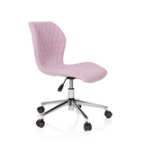 Chaise pivotante pour des enfants JOY II rose avec aspect capitonné et base à cinq roulettes de hjh OFFICE – vue à 360° (vue de trois quarts avant 60°)