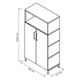 Dessin technique de l'armoire à dossiers FlexWall de 1532 × 800 mm de hjh OFFICE PRO