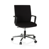 Siège de bureau de qualité professionnelle MOVE-TEC 3D noir avec accoudoirs et pied à cinq roulettes de hjh OFFICE – vue à 360° (vue de face 20°)