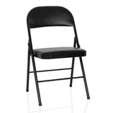 Chaise pliante TUDELA H noire avec revêtement en similicuir de hjh OFFICE – vue à 360° (vue de face 15°)