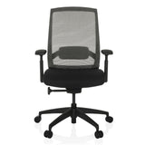 Siège de bureau de qualité professionnelle COLORE noir avec dossier en maille et pied à cinq roulettes de hjh OFFICE – vue à 360° (vue de face 0°)
