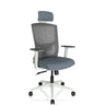 Siège de bureau de qualité professionnelle CAPTIVO BASE W en gris avec dossier en maille et appuie-tête de hjh OFFICE