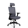 Siège de bureau de qualité professionnelle CAPTIVO gris avec appuie-tête et accoudoirs noirs de hjh OFFICE