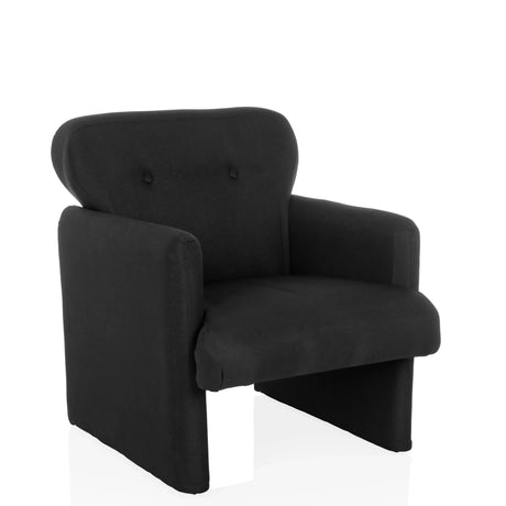 Fauteuil de salon CARIPITO noir avec revêtement en tissu et deux boutons sur le dossier de hjh LIVING