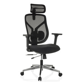 Siège de bureau haut de gamme CASSILIS B avec revêtement en maille noire et appui-tête de hjh OFFICE