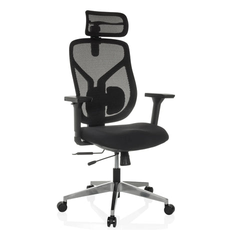 Siège de bureau haut de gamme CASSILIS B avec revêtement en maille noire et appui-tête de hjh OFFICE