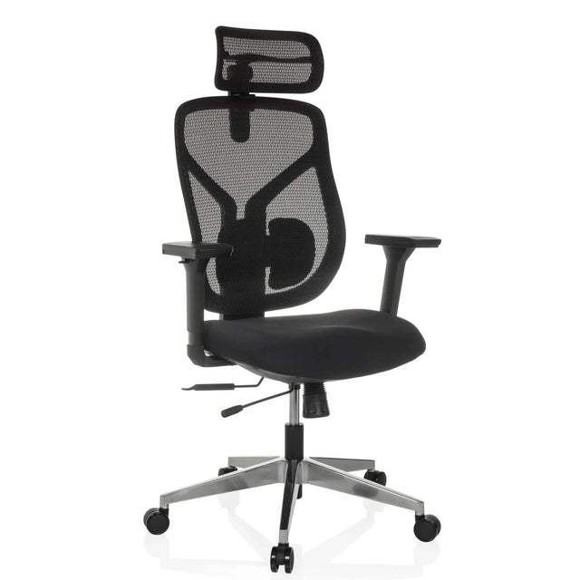 Siège de bureau haut de gamme CASSILIS B avec revêtement en maille noire et appui-tête de hjh OFFICE