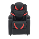 Fauteuil de salon Game Sport RX noir et rouge avec surpiqûres en nid d'abeille et roulettes de hjh OFFICE – vue à 360° (vue de face 0°)