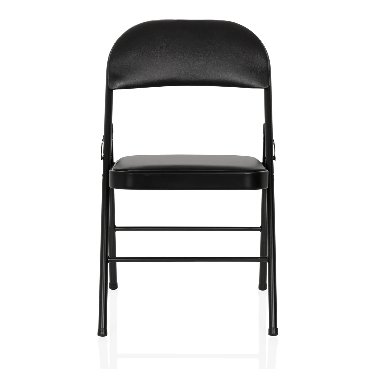 Chaise pliante TUDELA H noire avec revêtement en similicuir de hjh OFFICE – vue à 360° (vue de face 0°)