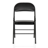Chaise pliante TUDELA H noire avec revêtement en similicuir de hjh OFFICE – vue à 360° (vue de face 0°)