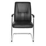 Chaises cantilever TILA noires avec accoudoirs et structure chromée de hjh OFFICE – vue à 360° (vue de face 0°)