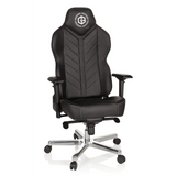 Fauteuil Gamer GAMEBREAKER COLOSSUS noir avec accoudoirs et piètement brillant à cinq roulettes de hjh OFFICE – vue à 360° (vue de face 20°)