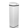 Weißer Sensor-Mülleimer CLEAN V mit flachem Deckel und schwarzem Rand von hjh OFFICE
