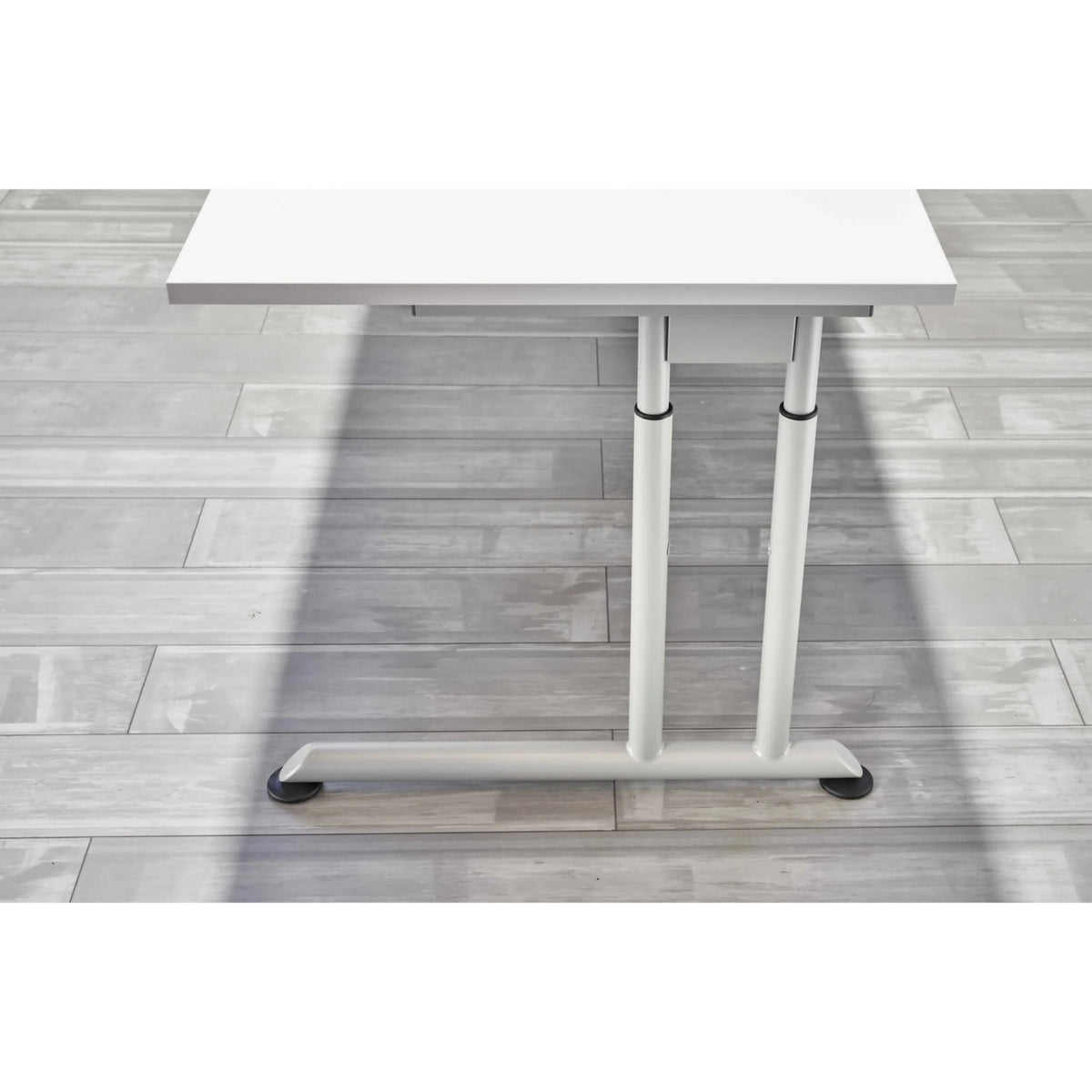 Piétement du bureau réglable en hauteur ZENO 16 S en argent avec plateau gris de hjh OFFICE PRO