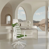Siège de bureau de qualité professionnelle ERGO LINE W couleur Mystic Forest avec structure blanche de hjh OFFICE