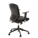 Siège de bureau de qualité professionnelle TRAFFIC 20 noir avec accoudoirs et base à cinq roulettes de hjh OFFICE – vue à 360° (vue de trois quarts arrière 120°)