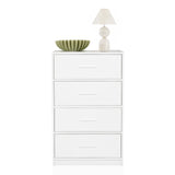 Commode blanche ESTORIA à quatre tiroirs, décorée d'un bol et d'une lampe de table de hjh LIVING