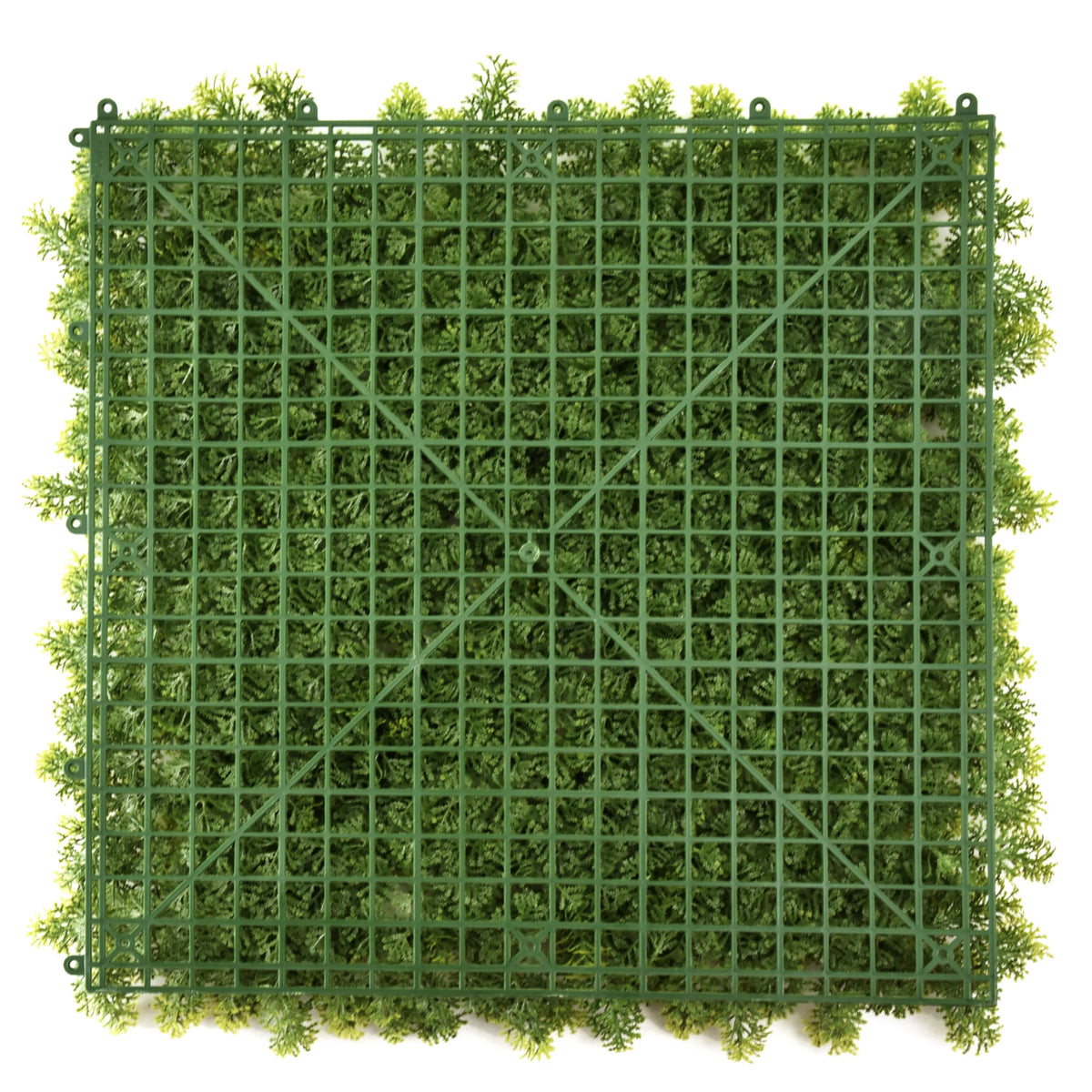 Tapis végétal vert LEAFLUXE 3 avec grille carrée en plastique et verdure artificielle de hjh LIVING