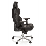 Fauteuil Gamer GAMEBREAKER COLOSSUS noir avec accoudoirs et piètement brillant à cinq roulettes de hjh OFFICE – vue à 360° (vue de profil 80°)