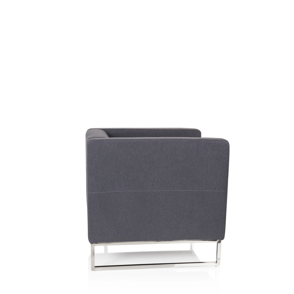 Fauteuil rembourré BARBADOS gris foncé au design carré et structure métallique de hjh OFFICE – vue à 360° (vue de profil 100°)