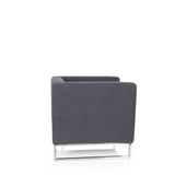 Fauteuil rembourré BARBADOS gris foncé au design carré et structure métallique de hjh OFFICE – vue à 360° (vue de profil 100°)