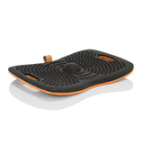 Planche d'équilibre ACTIV noire avec structure à picots et noyau orange de hjh OFFICE – vue à 360° (vue de trois quarts arrière 144°)