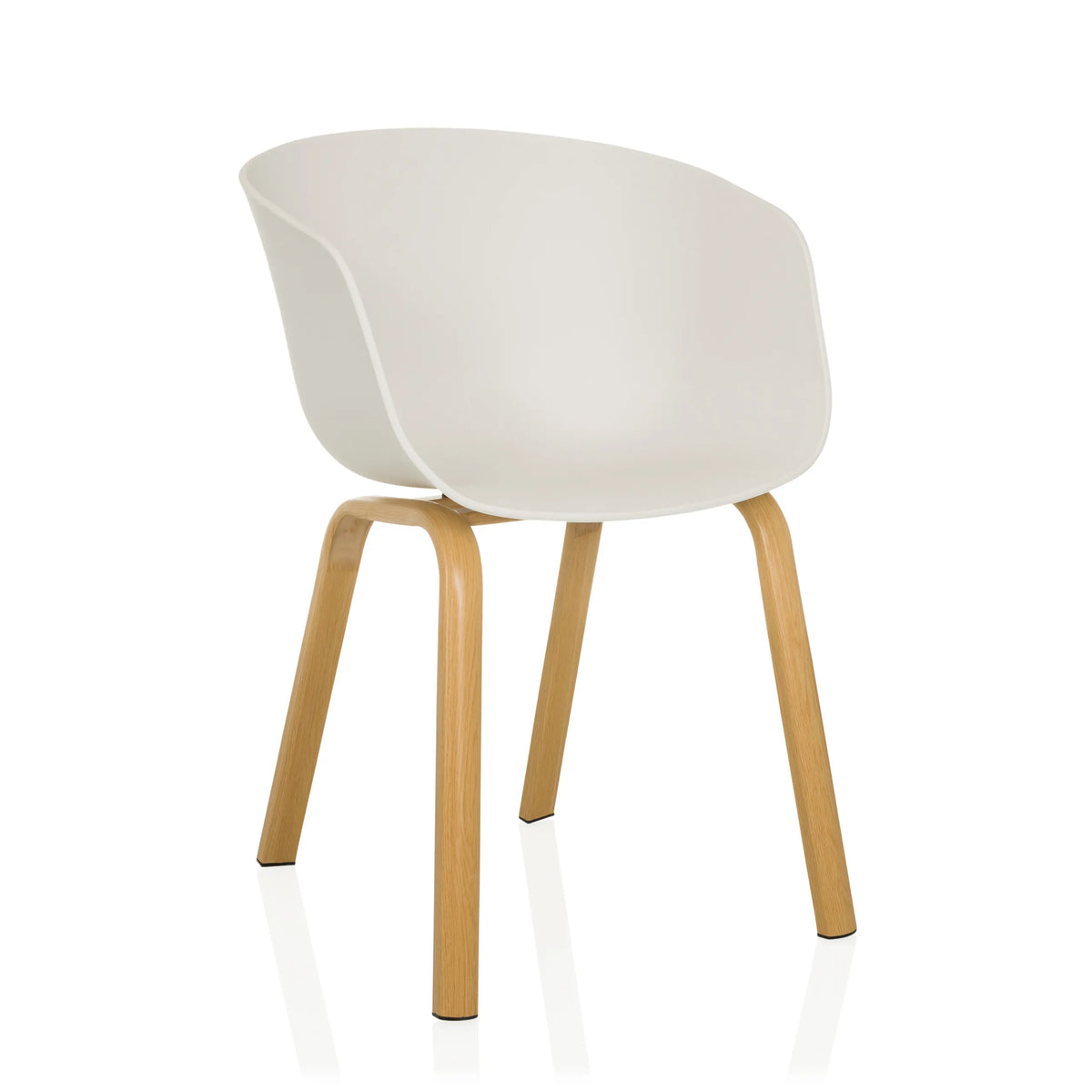 Chaise à coque blanche OSLO W avec quatre pieds en bois clair de hjh LIVING – vue à 360° (vue de trois quarts avant 30°)