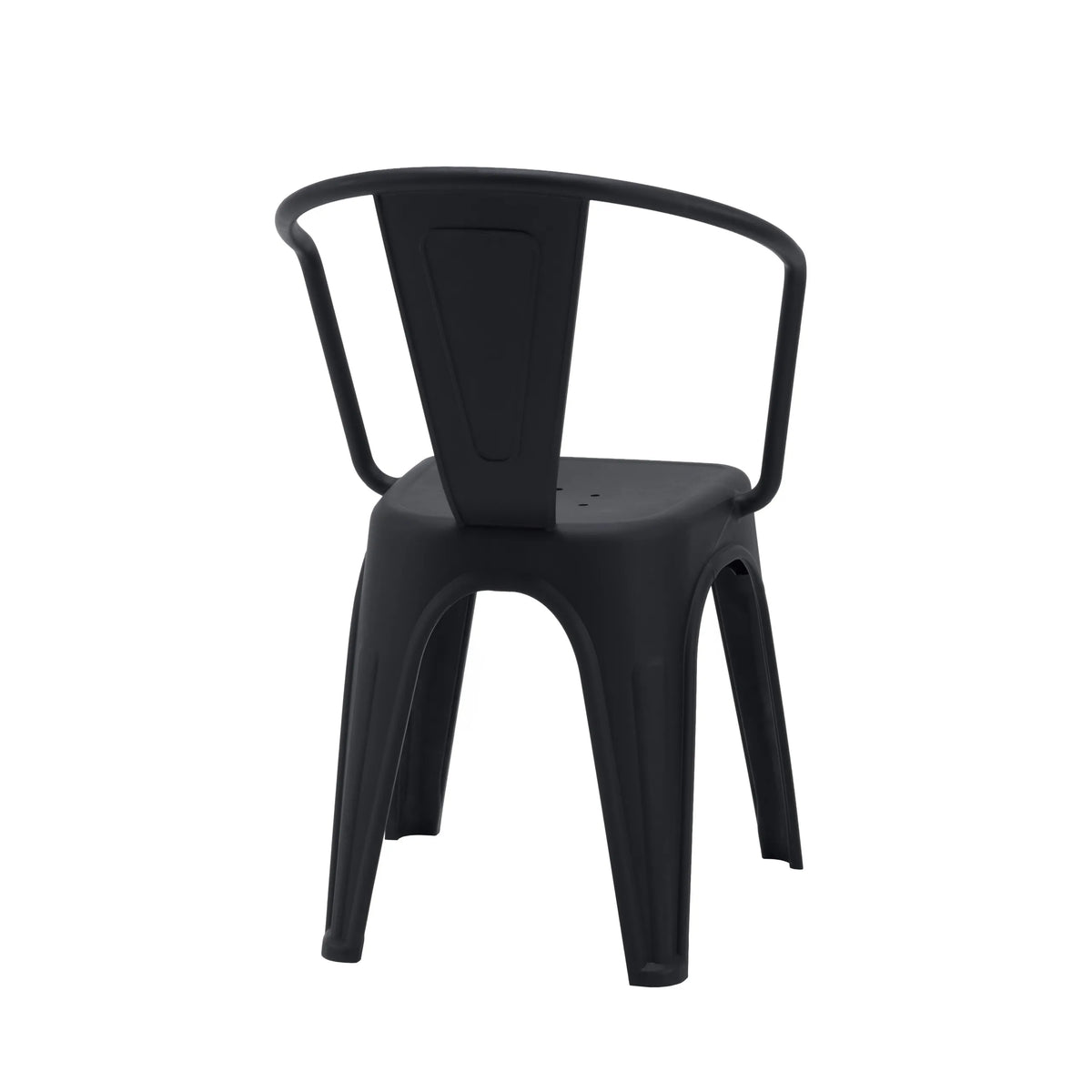 Vue arrière de la Chaise de bistrot noire Vantaggio Poly avec dossier courbé de hjh OFFICE