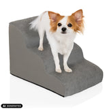 Escabeau pour animaux de compagnie PAWY STEP 3 gris avec un petit chien de hjh LIVING (image générée par IA)