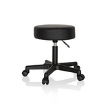 Tabouret pivotant noir OPERATOR I avec assise rembourrée et piètement à cinq roulettes de hjh OFFICE – vue à 360° (vue de face 20°)