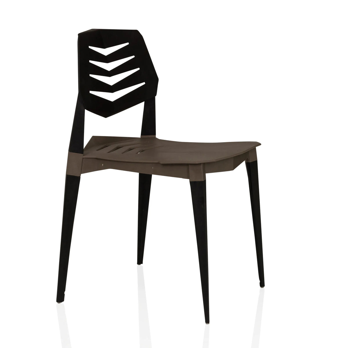 Chaise d'extérieur Flecharo marron-noir avec dossier ajouré de hjh LIVING – vue à 360° (vue de trois quarts avant 60°)