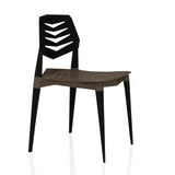 Chaise d'extérieur Flecharo marron-noir avec dossier ajouré de hjh LIVING – vue à 360° (vue de trois quarts avant 60°)