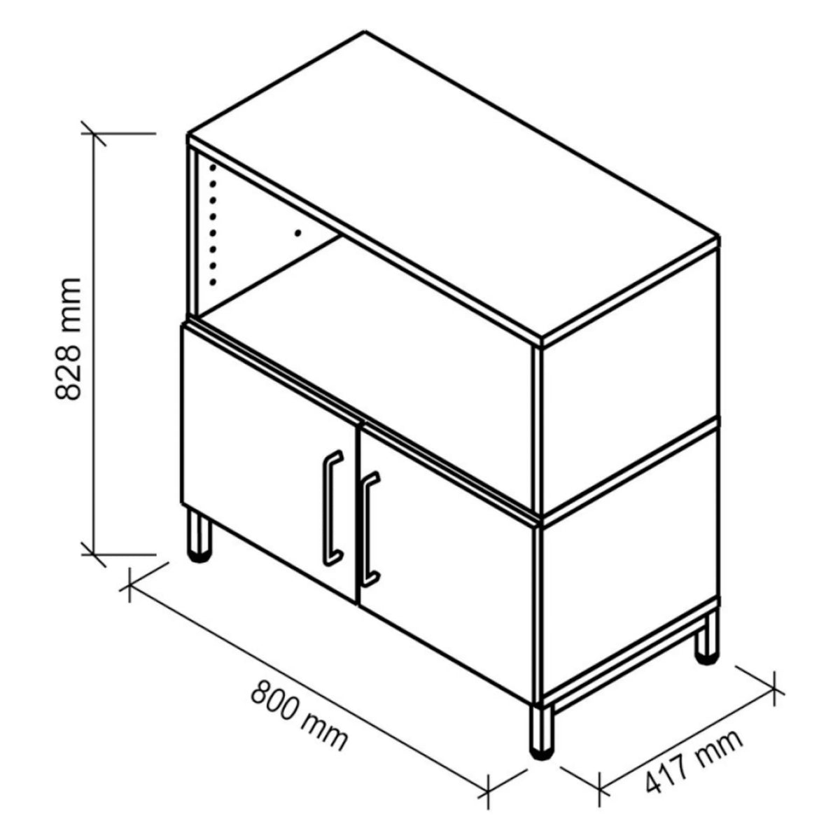 Dessin technique de l'armoire FlexWall de 800 × 828 mm de hjh OFFICE PRO