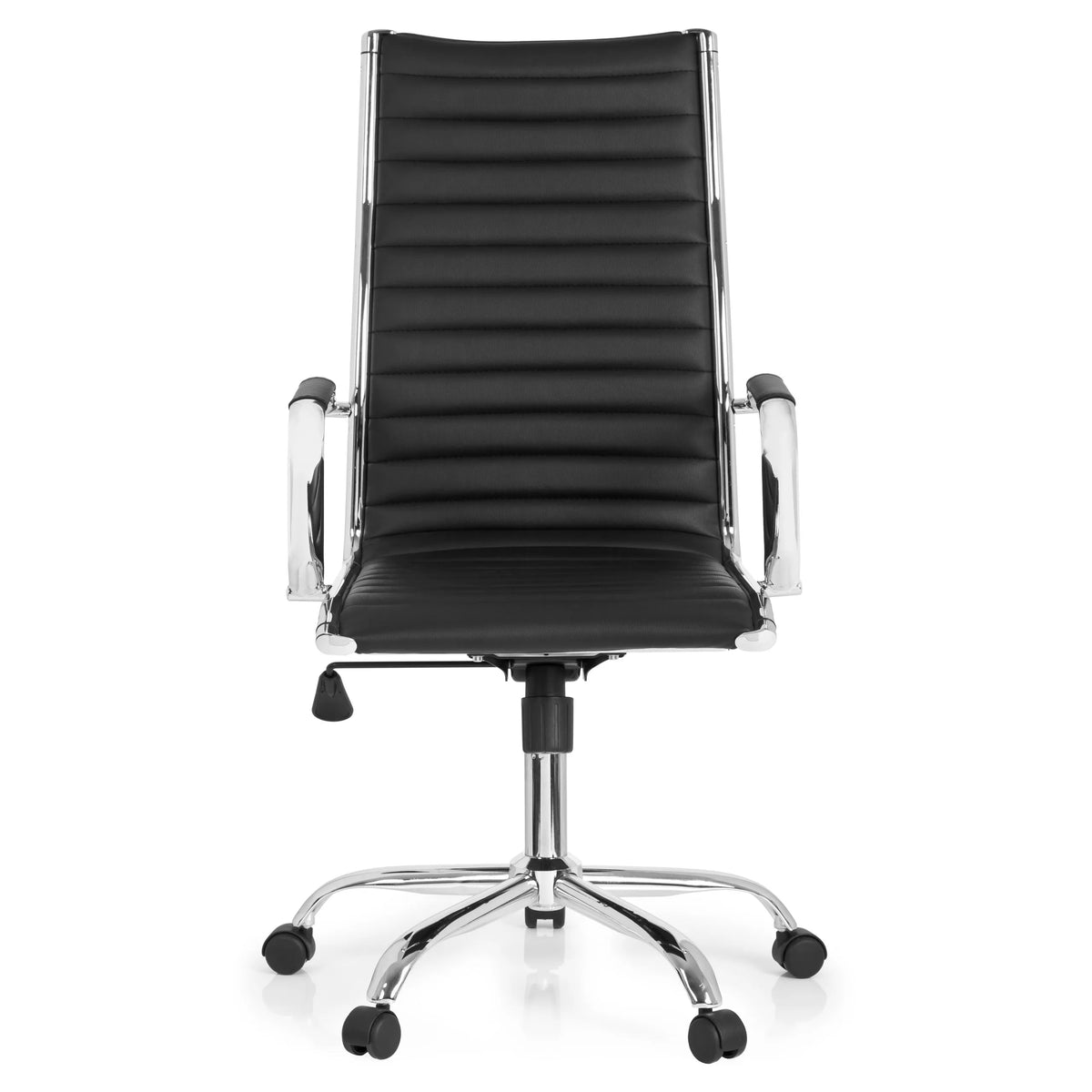 Siège de direction de qualité professionnelle VEMONA 20 noir, surpiqûres, accoudoirs et base à roulettes de hjh OFFICE – vue à 360° (vue de face 0°)