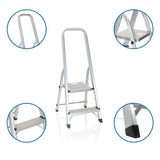 Échelle pliante SOLID I à deux marches en aluminium avec barre de sécurité et pieds antidérapants de hjh OFFICE