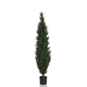 Plante artificielle verte CEDRUS de forme élancée avec pot noir de hjh OFFICE