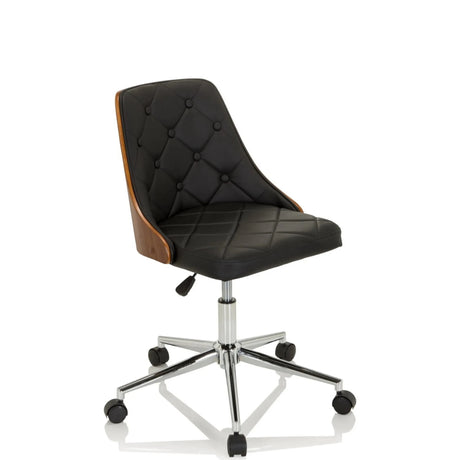 Siège de bureau à domicile CENCA avec revêtement en similicuir noir, surpiqûres et dossier en bois de hjh OFFICE