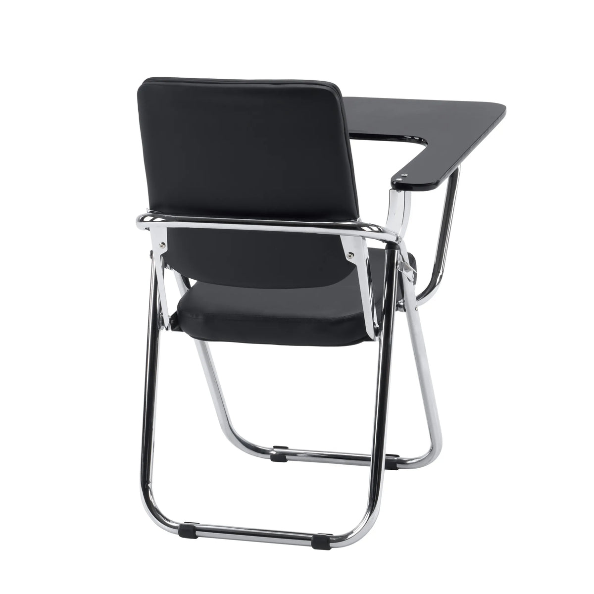 Chaise pliante Esto T noire avec tablette intégrée et structure chromée de hjh OFFICE
