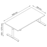 Dessin technique du bureau XDLR 16 W de 1600 × 800 mm de hjh OFFICE PRO