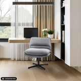 Fauteuil de salon Criss-Cross 20 gris foncé devant un bureau de hjh LIVING (image générée par IA)