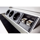 Trois prises électriques et deux ports réseau Cat-6 des Accessoires ELDATA1 en argent de hjh OFFICE PRO